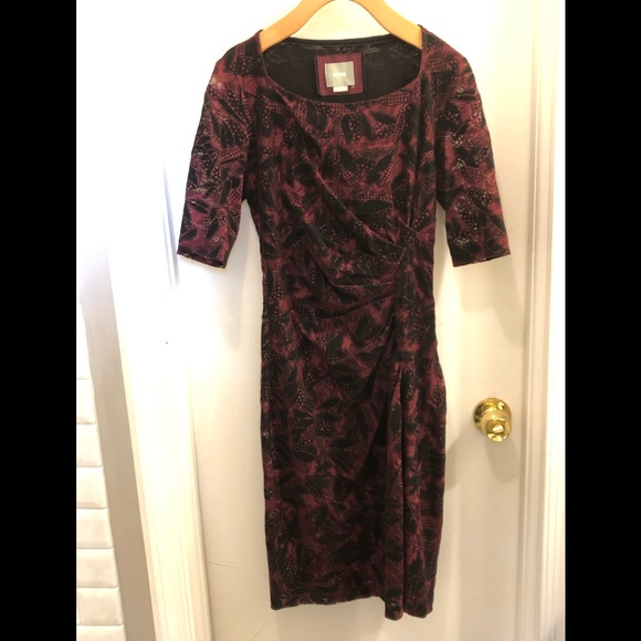 MAEVE BURGUNDY BLACK LACE DRESS ANTHROPOLOGIE - Picture 3 of 12